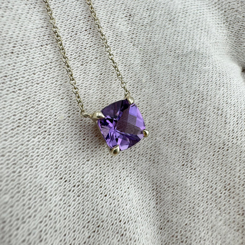 Tiffany & Co. Sparklers Amethyst 925 Sterling Silver Pendant Necklace