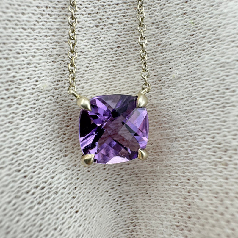 Tiffany & Co. Sparklers Amethyst 925 Sterling Silver Pendant Necklace