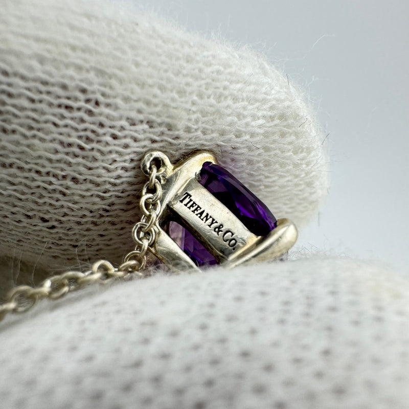 Tiffany & Co. Sparklers Amethyst 925 Sterling Silver Pendant Necklace