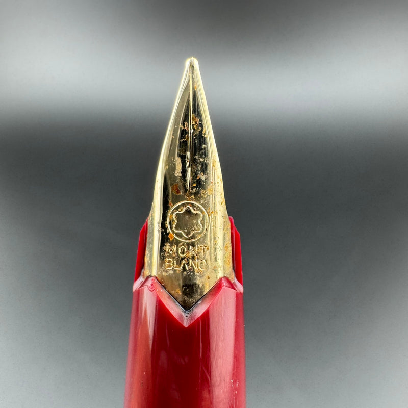 Montblanc 220P Red Resin C/C Fountain Pen GP Steel Fine Nib