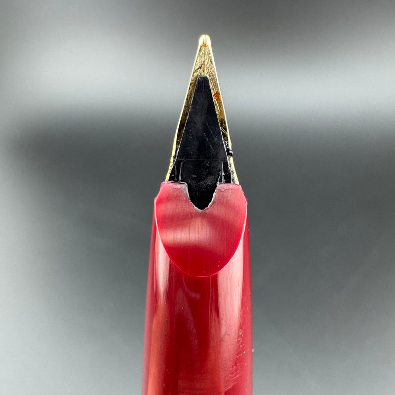 Montblanc 220P Red Resin C/C Fountain Pen GP Steel Fine Nib