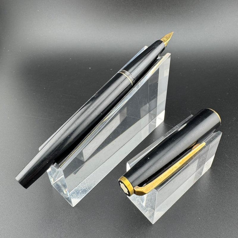 Montblanc Classic Black Resin Fountain Pen Gold Plated Steel Extra-Fine Nib