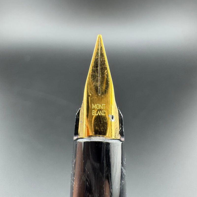 Montblanc Classic Black Resin Fountain Pen Gold Plated Steel Extra-Fine Nib