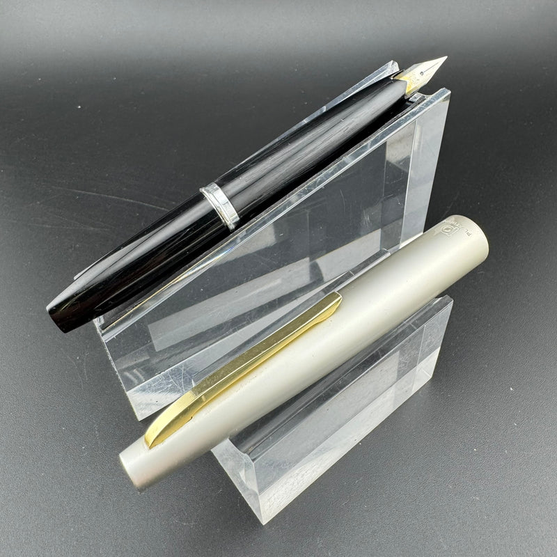 Platinum Black & Silver Pocket Fountain Pen GP Steel Extra-Fine Nib