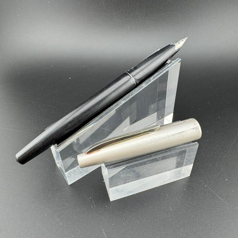 Platinum Black & Silver Fountain Pen Steel Iridium Fine Nib