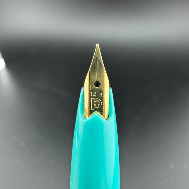 Platinum Teal & Silver Pocket Fountain Pen 14K Gold Extra-Fine Nib