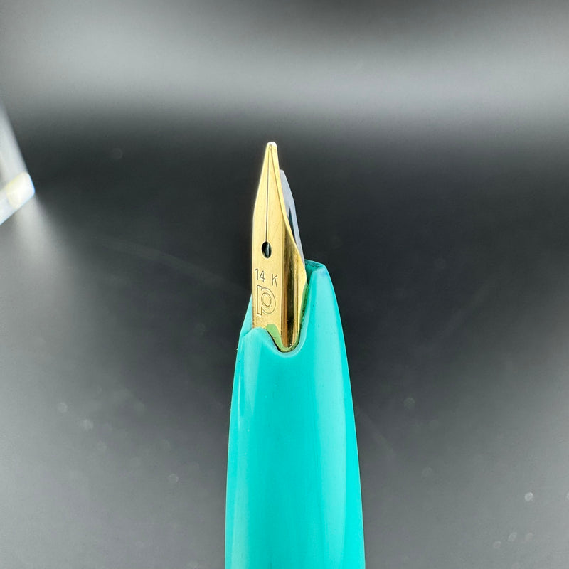 Platinum Teal & Silver Pocket Fountain Pen 14K Gold Extra-Fine Nib