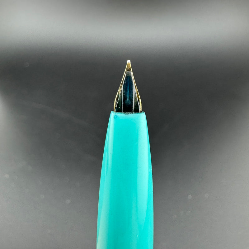 Platinum Teal & Silver Pocket Fountain Pen 14K Gold Extra-Fine Nib