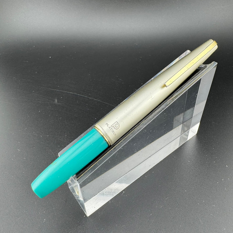 Platinum Teal & Silver Pocket Fountain Pen 14K Gold Extra-Fine Nib