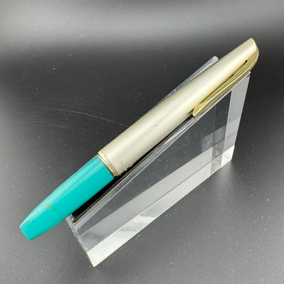 Platinum Teal & Silver Pocket Fountain Pen 14K Gold Extra-Fine Nib