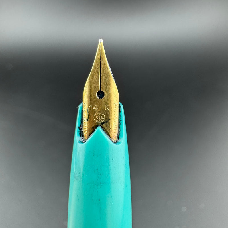 Platinum Teal & Silver Pocket Fountain Pen 14K Gold Extra-Fine Nib