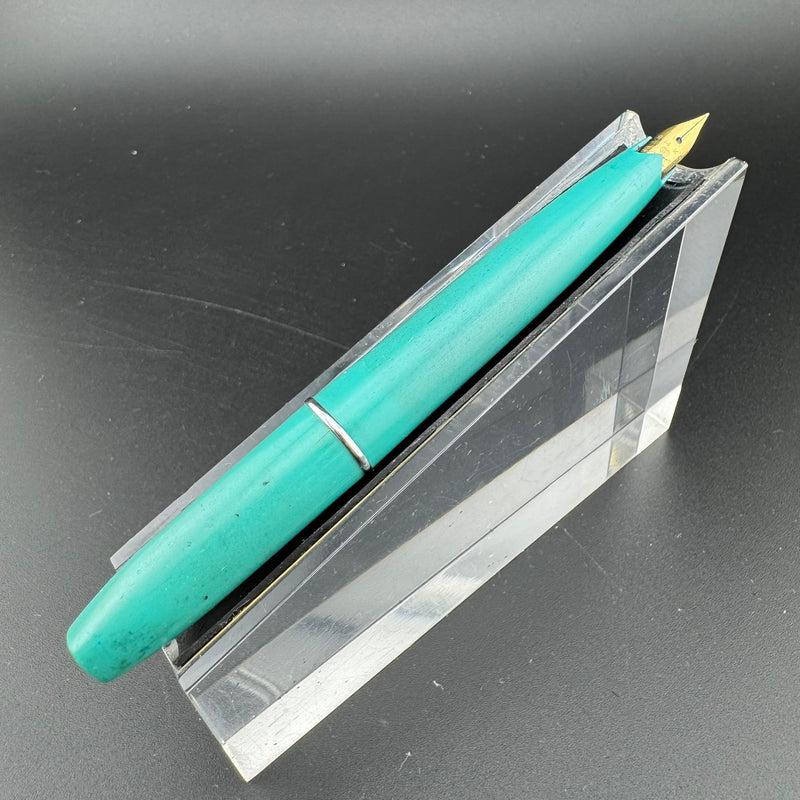 Platinum Teal & Silver Pocket Fountain Pen 14K Gold Extra-Fine Nib
