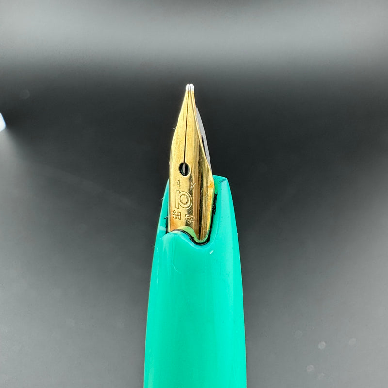 Platinum Teal & Silver Pocket Fountain Pen 14k Gold Fine Nib