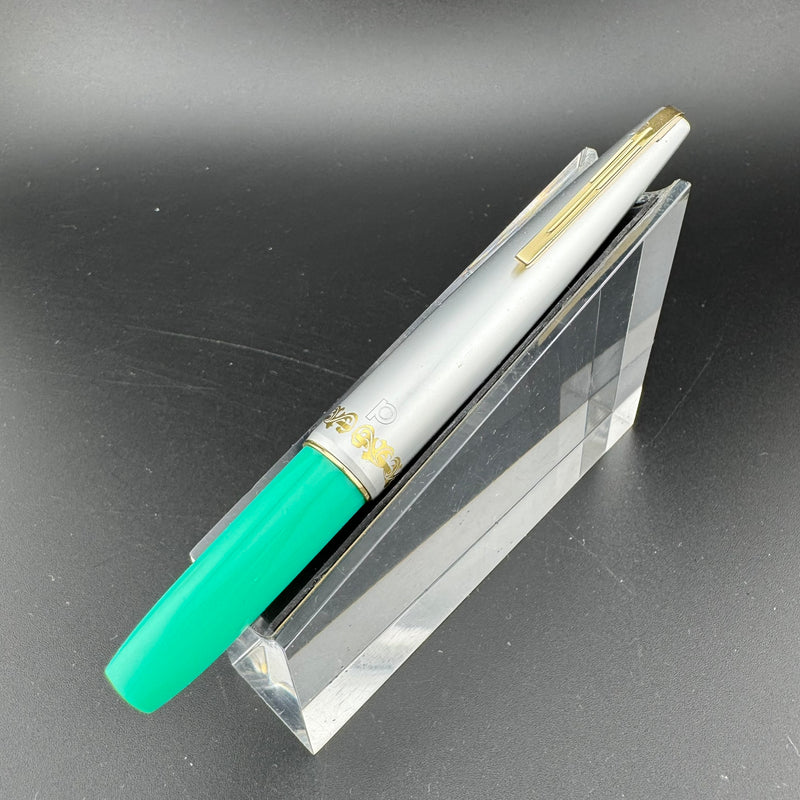 Platinum Teal & Silver Pocket Fountain Pen 14k Gold Fine Nib