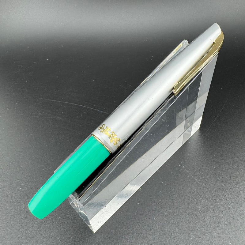 Platinum Teal & Silver Pocket Fountain Pen 14k Gold Fine Nib