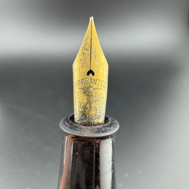 Ideal Red Urushi Eyedropper Fountain Pen 14K Gold Extra-Fine Nib