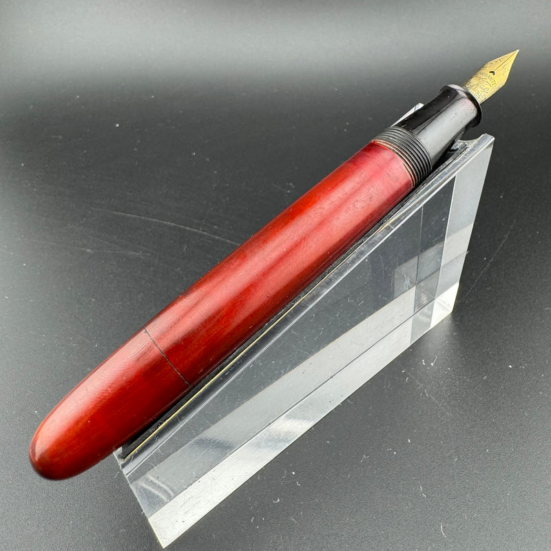 Ideal Red Urushi Eyedropper Fountain Pen 14K Gold Extra-Fine Nib