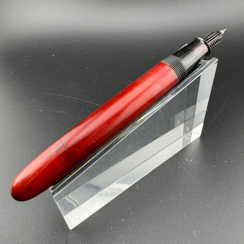 Ideal Red Urushi Eyedropper Fountain Pen 14K Gold Extra-Fine Nib