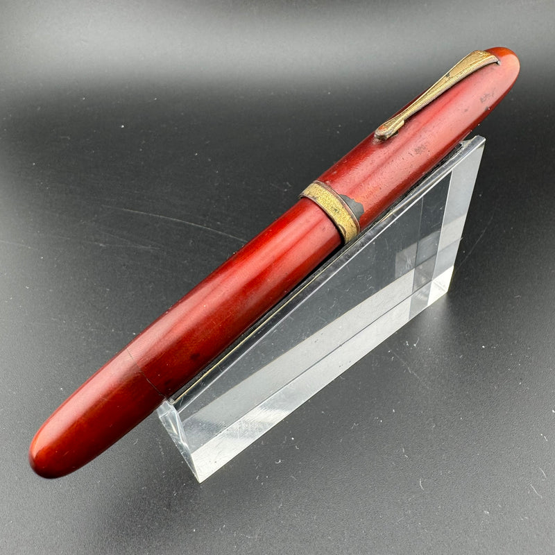 Ideal Red Urushi Eyedropper Fountain Pen 14K Gold Extra-Fine Nib