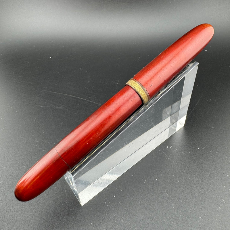 Ideal Red Urushi Eyedropper Fountain Pen 14K Gold Extra-Fine Nib