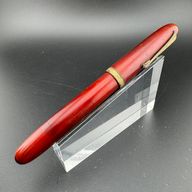 Ideal Red Urushi Eyedropper Fountain Pen 14K Gold Extra-Fine Nib