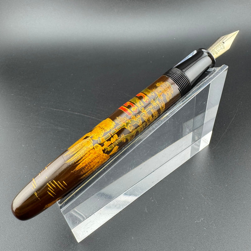 Academy Temple Maki-e Urushi Eyedropper Fountain Pen 14K Gold Flex Nib