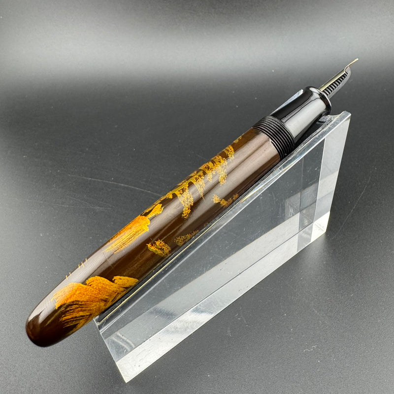 Academy Temple Maki-e Urushi Eyedropper Fountain Pen 14K Gold Flex Nib
