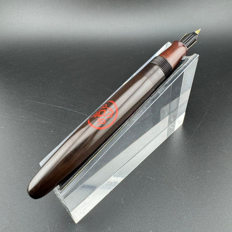 Ideal Ebonite Eyedropper Ancient Coins Fountain Pen 14K Gold Extra-Fine Nib