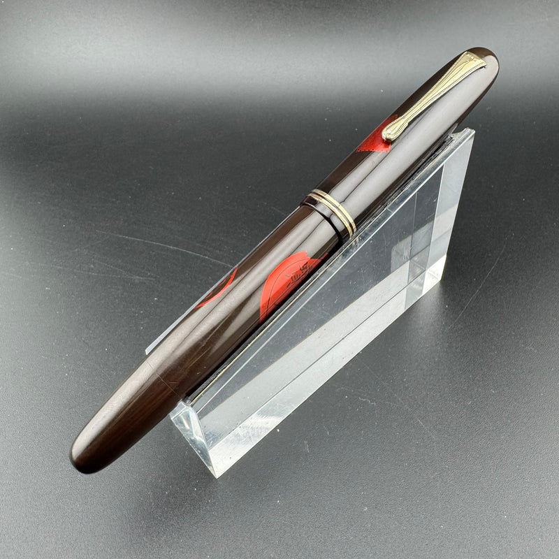 Ideal Ebonite Eyedropper Ancient Coins Fountain Pen 14K Gold Extra-Fine Nib