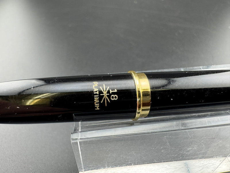 Platinum Pocket 18K Gold Fountain Pen Broad Nib NOS Zogan Inlay