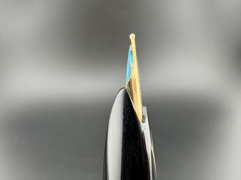 Platinum Pocket 18K Gold Fountain Pen Broad Nib NOS Zogan Inlay