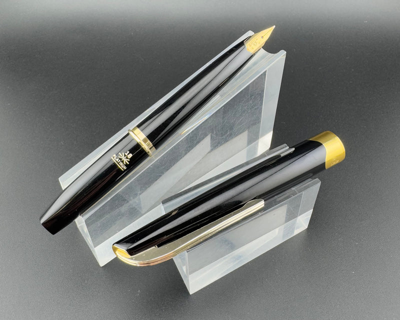 Platinum Black Resin Pocket Fountain Pen 18K Gold F Nib