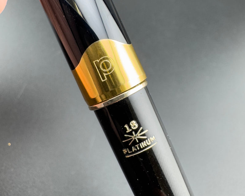 Platinum Black Resin Pocket Fountain Pen 18K Gold F Nib