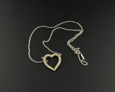 Tiffany & Co. Twisted Rope Heart Necklace 18k Gold Sterling Silver