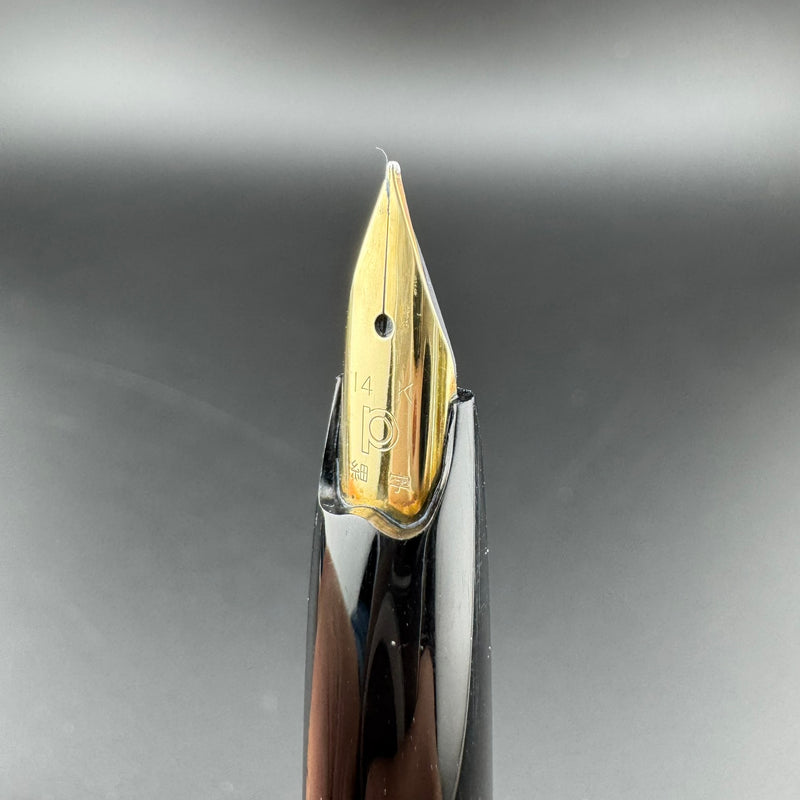 Platinum Black & Gold Pocket Fountain Pen 14K Gold Fine Nib