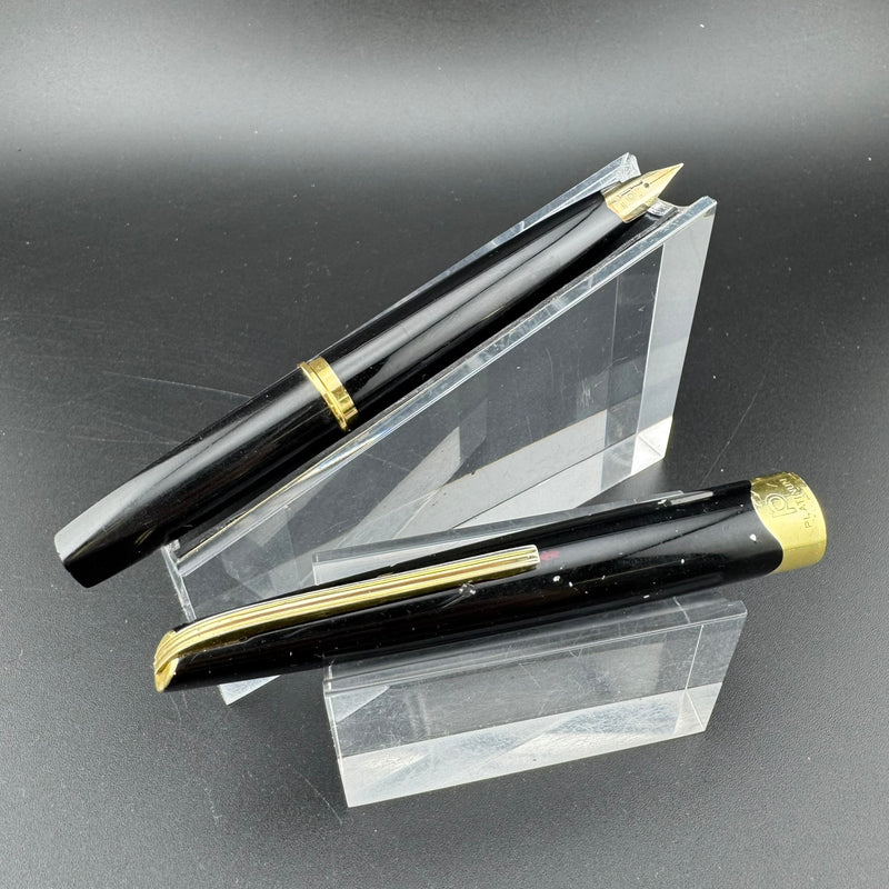 Platinum Black & Gold Pocket Fountain Pen 14K Gold Fine Nib