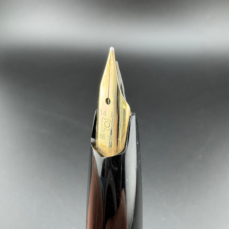 Platinum Black & Gold Pocket Fountain Pen 14K Gold Fine Nib