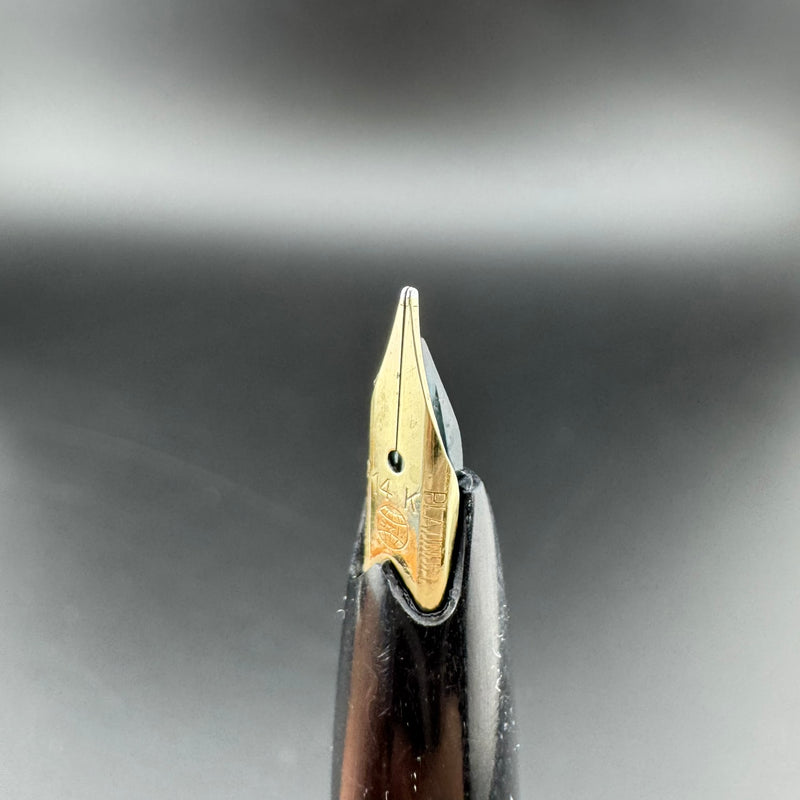 Platinum Black & Gold Pocket Fountain Pen 14K Gold Fine Nib