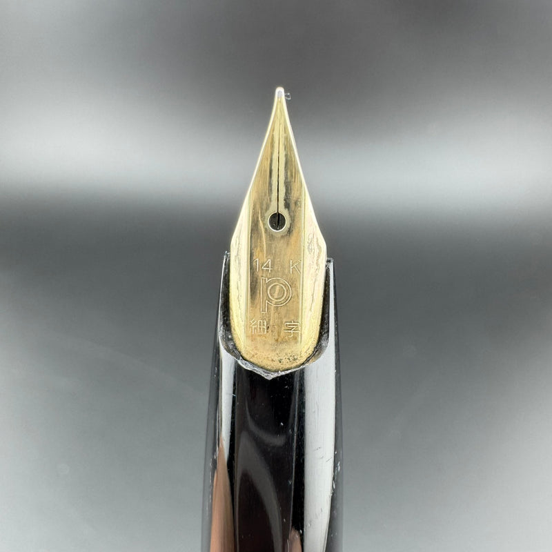 Platinum Black & Gold Pocket Fountain Pen 14K Gold Fine Nib