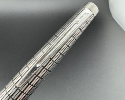 Pilot Elite Stainless Steel Checkered Pocket Fountain Pen 18K Gold Fine Nib