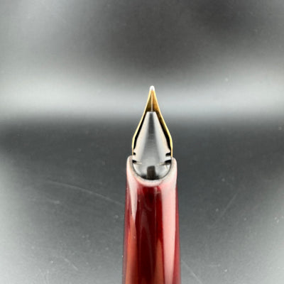 Kumiai Red Urushi Raden Pocket Fountain Pen 21K Gold Extra-Fine Nib