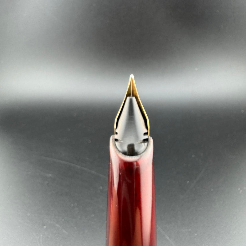 Kumiai Red Urushi Raden Pocket Fountain Pen 21K Gold Extra-Fine Nib