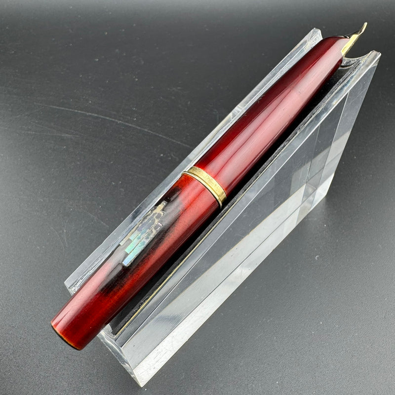 Kumiai Red Urushi Raden Pocket Fountain Pen 21K Gold Extra-Fine Nib