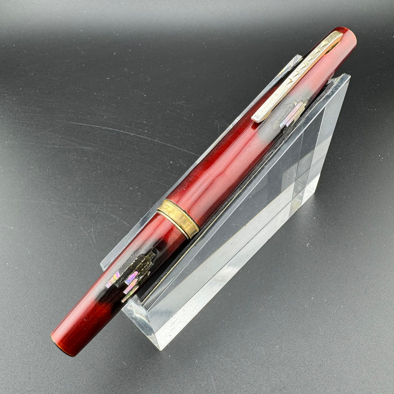 Kumiai Red Urushi Raden Pocket Fountain Pen 21K Gold Extra-Fine Nib