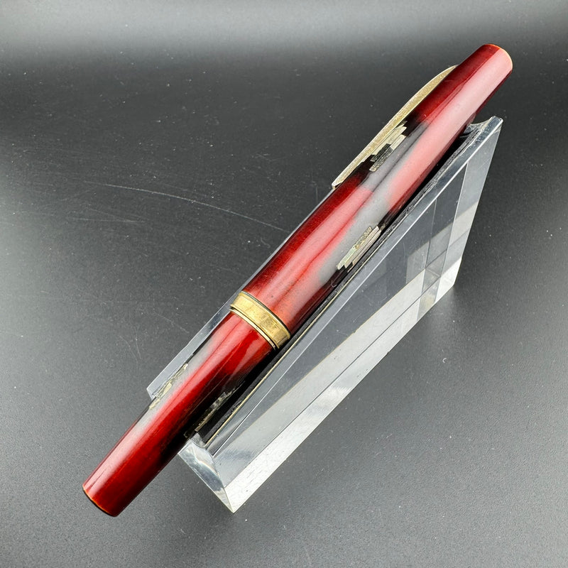 Kumiai Red Urushi Raden Pocket Fountain Pen 21K Gold Extra-Fine Nib