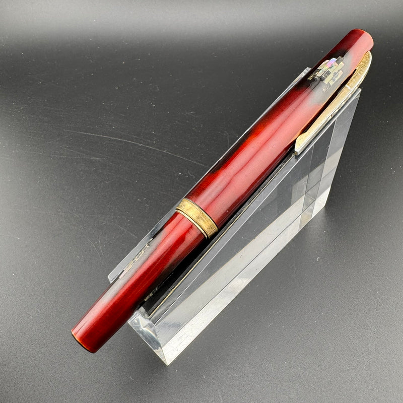Kumiai Red Urushi Raden Pocket Fountain Pen 21K Gold Extra-Fine Nib