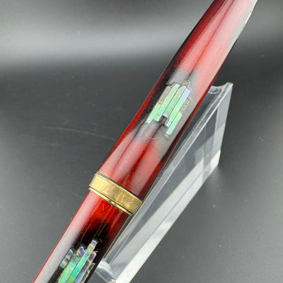 Kumiai Red Urushi Raden Pocket Fountain Pen 21K Gold Extra-Fine Nib