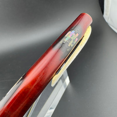 Kumiai Red Urushi Raden Pocket Fountain Pen 21K Gold Extra-Fine Nib