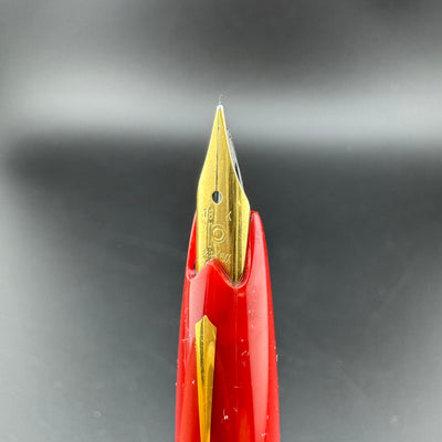 Platinum Red Leather Sheepskin Fountain Pen 18K Gold Soft-Fine Nib