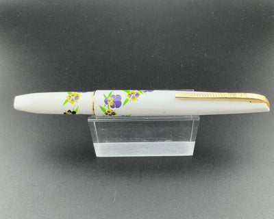 Platinum Pocket Fountain Pen Pansies Screen Printed 18K Gold Fine Nib